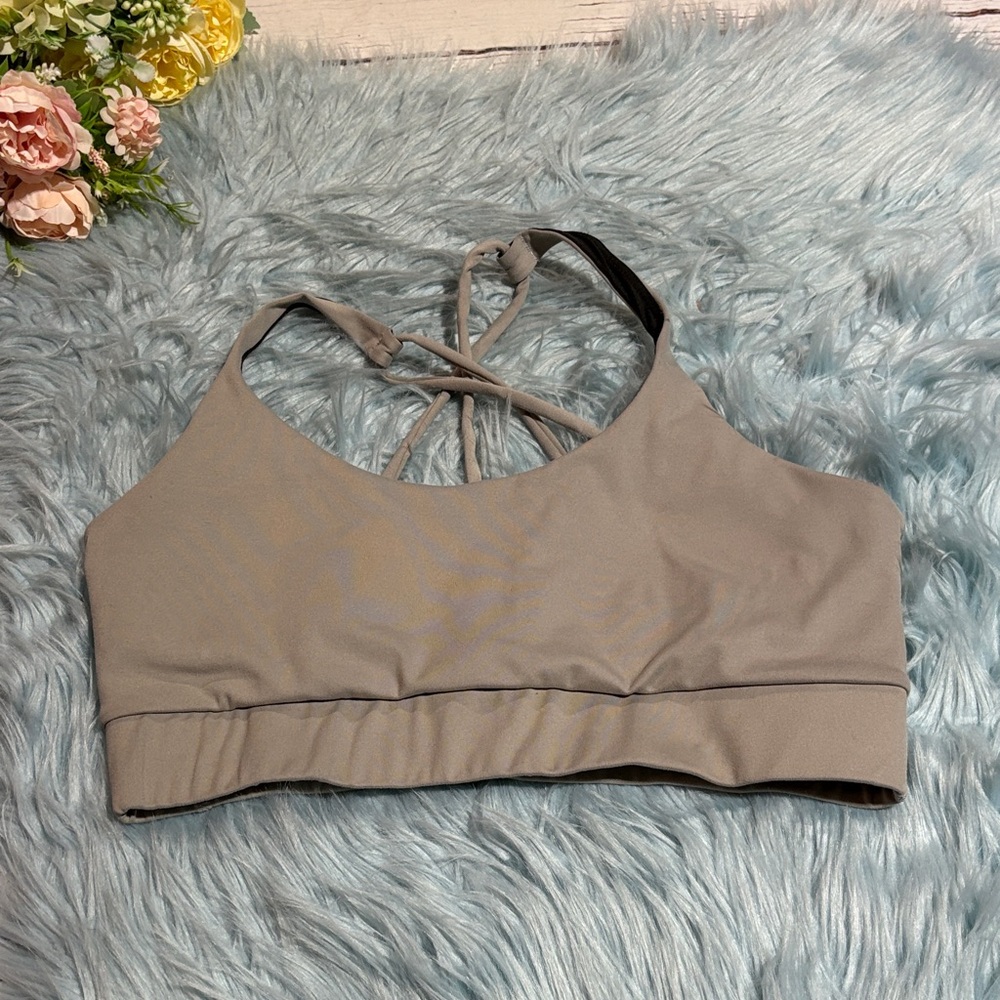 RecSweat Core Cross Back Sports Bra in Sandstone sz L